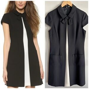 Jill Jill Stuart Black Bow Collar Shift Dress Ivory Inset Cap Sleeve Size 10